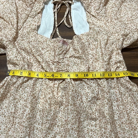 NWT Show Me Your Mumu Odette Midi Dress Ditsy Daisy Beige Linen Blend size XL - Picture 14 of 16
